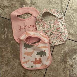 Pink and Floral Baby Bib Set